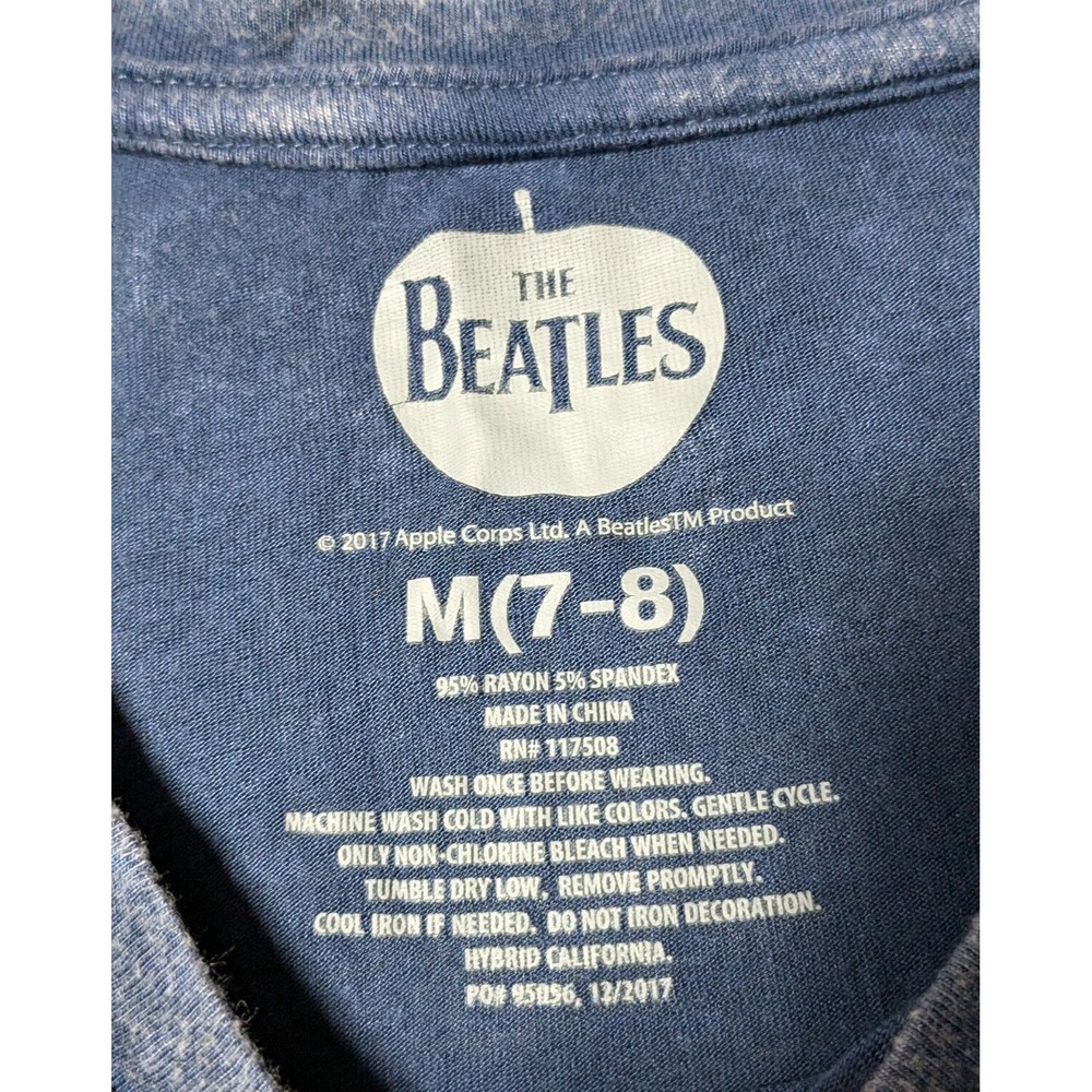 THE BEATLES REVOLUTION Juniors M (7-8) Blue Rayon Stretch Graphic T-Shirt NEW - Picture 4 of 12